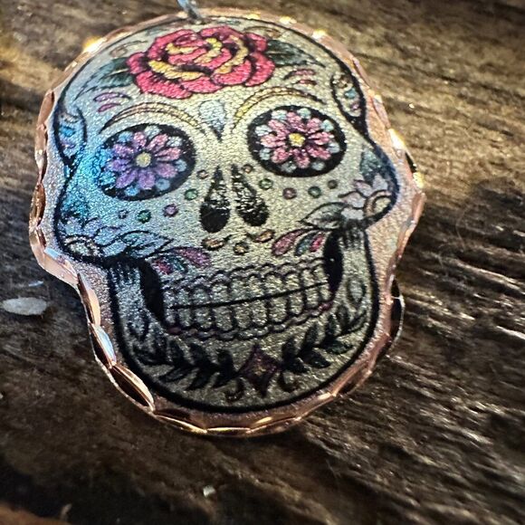 Handmade Boho Copper Earrings, Day of The Dead‎ Rose Wire Earrings, Gift Box - Picture 6 of 10